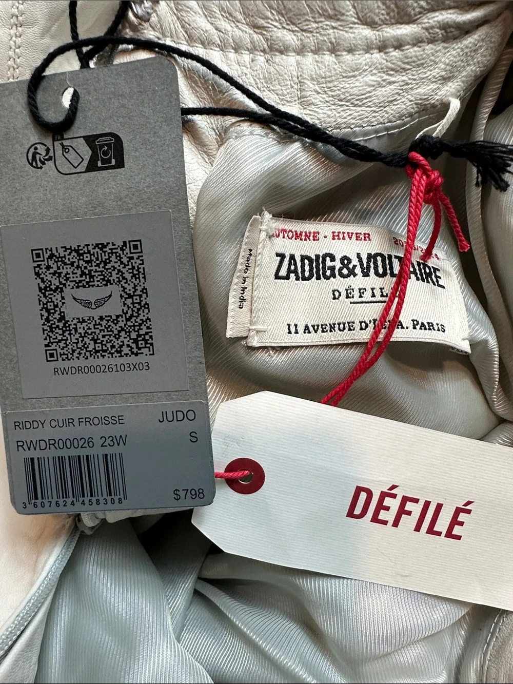 Zadig & Voltaire Riddy Cuir Froisse Leather Mini Dress NWT Sz Small Retail $798 - Picture 6 of 9